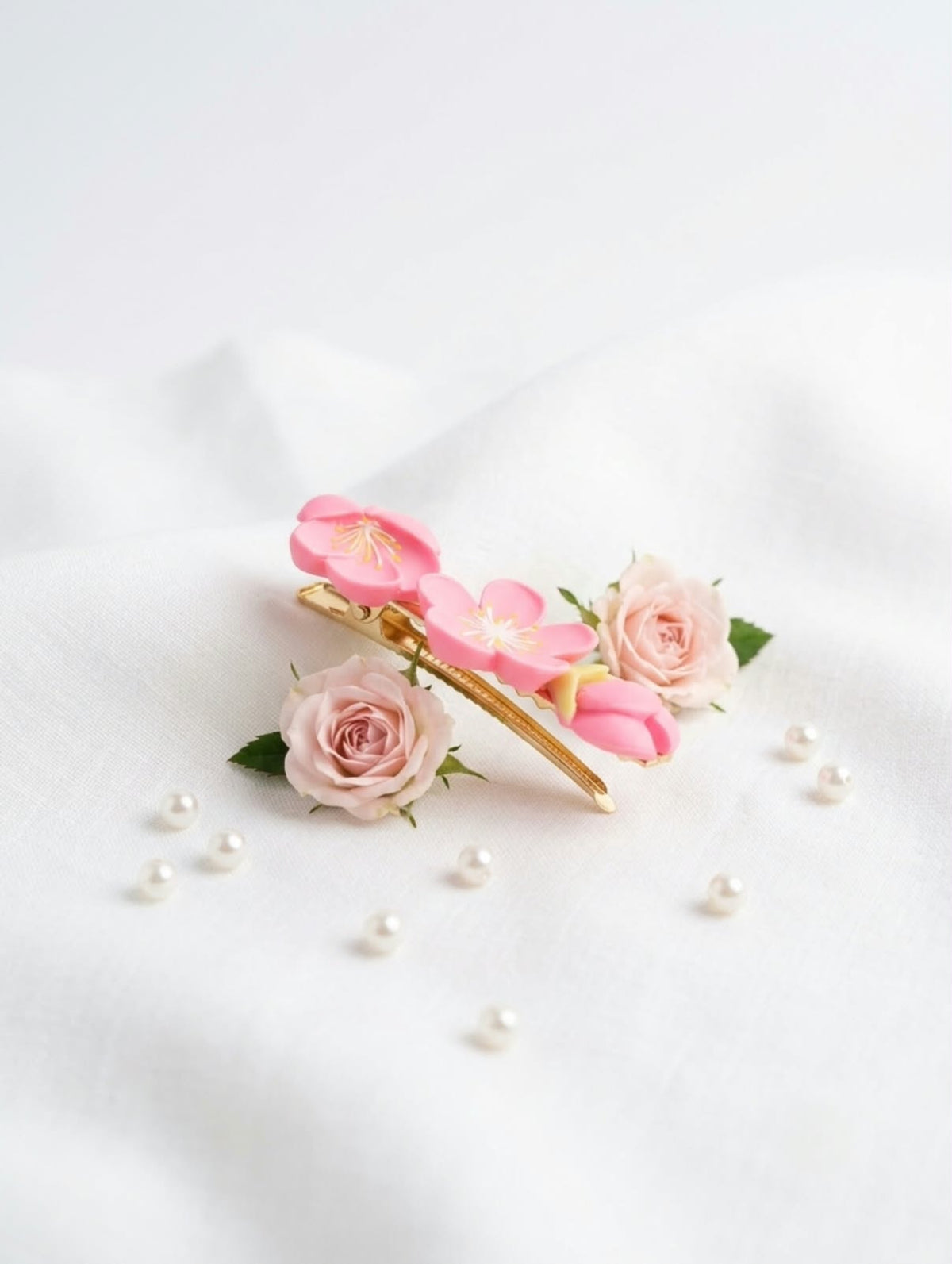 Printed Flower Hair Pins – Cute Floral Hair Clips, Pair Set for Girls & Women