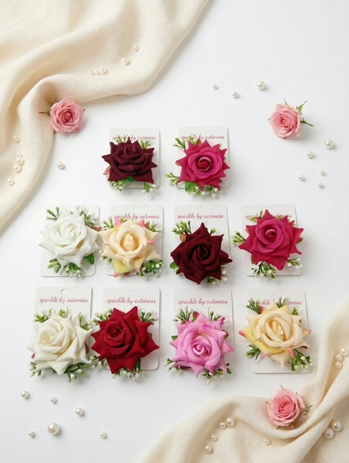 Bridal Rose Hair Clip – Elegant Floral Hair Accessory for Brides & Weddings
