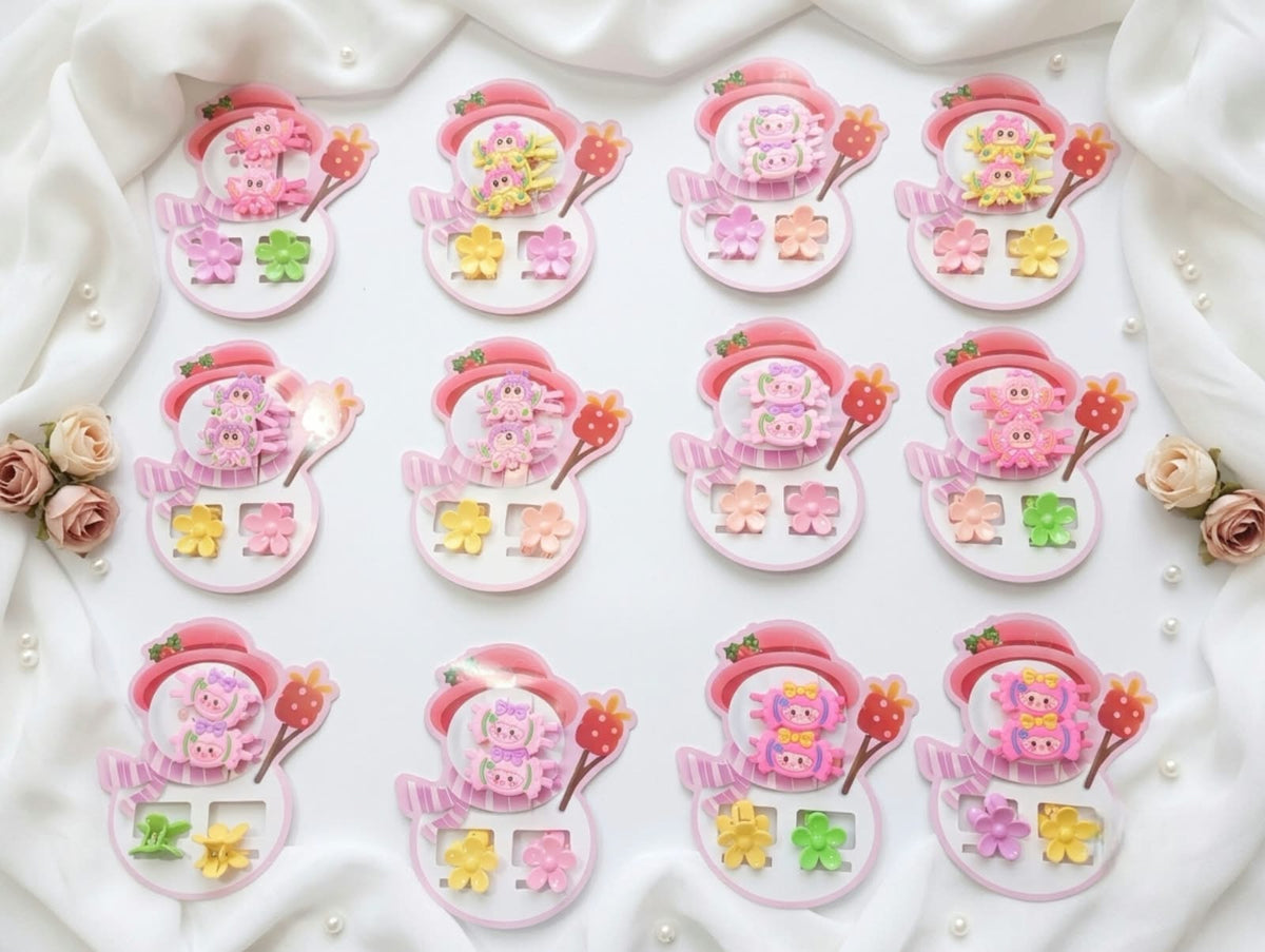 Cute Mini Flower Hair Clips Card – Adorable Floral Hair Accessories for Girls
