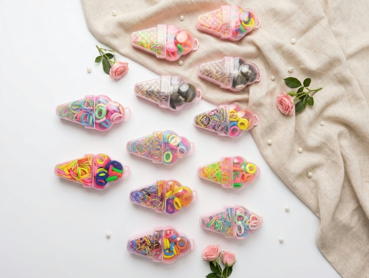 Cone Rubber Bands – Cute Colorful Hair Ties & Mini Rubber Bands for Girls