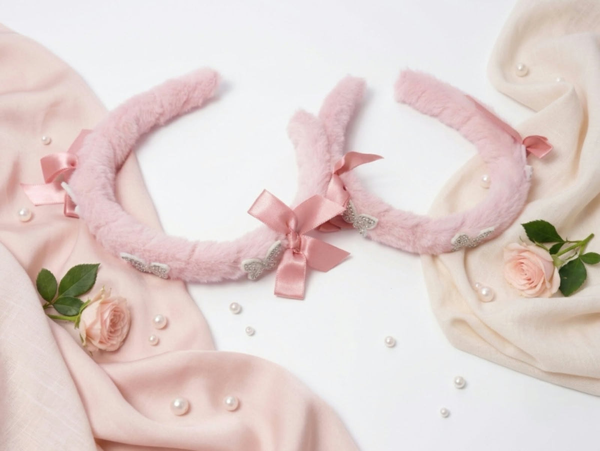Fur Hair Band with Bow – Cute Fluffy Headband for Girls & Women