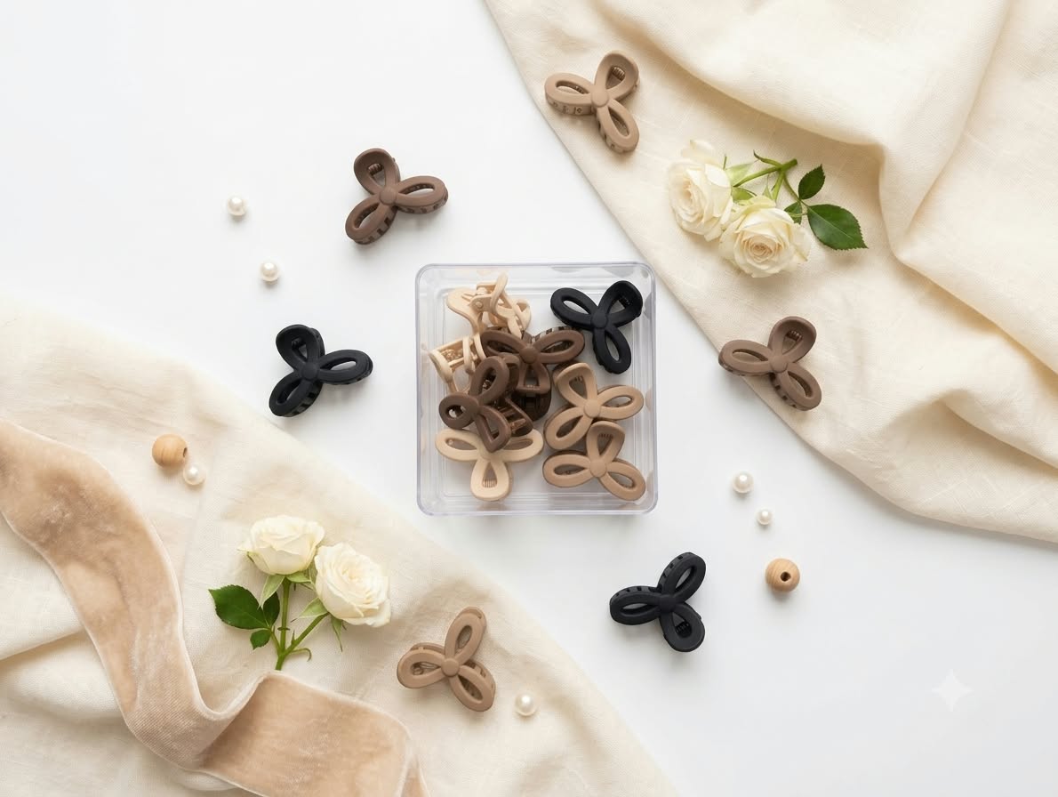 Matte Flower Hair Clips Box – Cute Floral Hair Accessories Set for Girls & Women