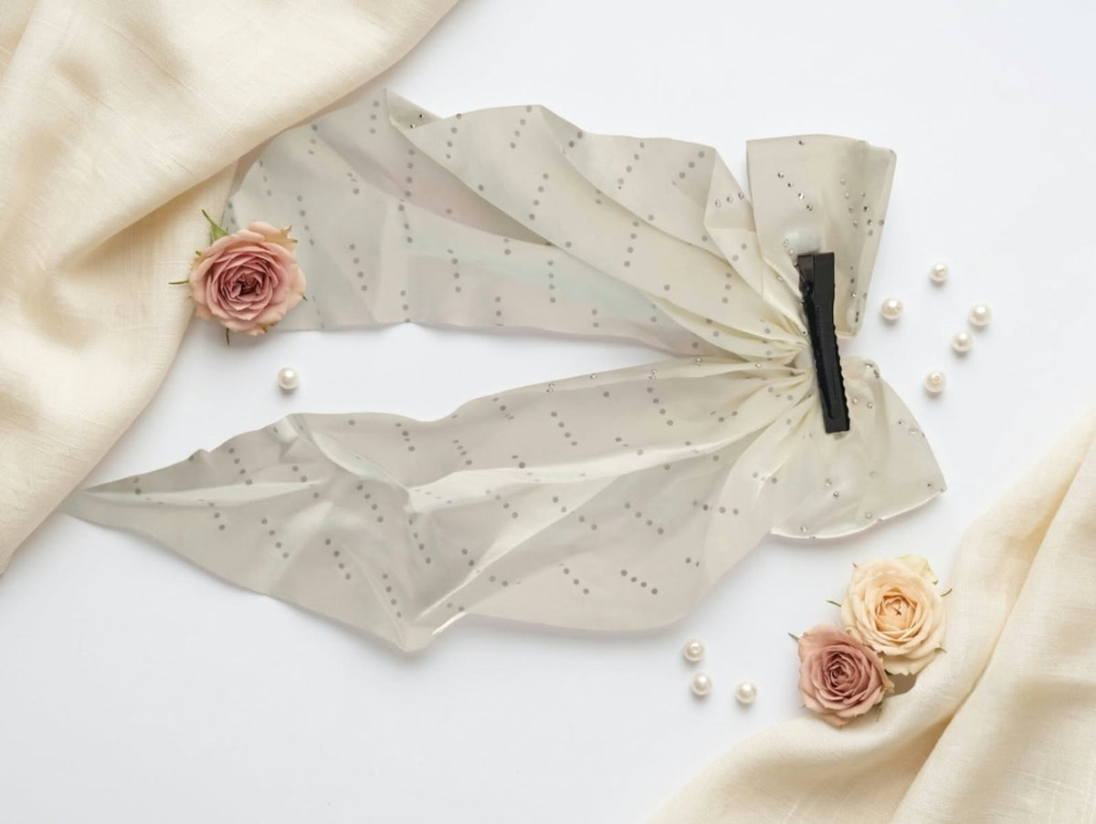 Silk Long Bow Hair Pin – Elegant Satin Ribbon Bow for Girls & Women