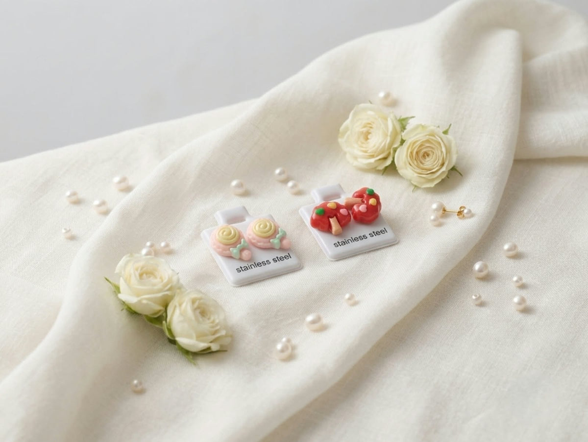 Stainless Steel Cute Stud Earrings – Stylish Minimalist Earrings for Girls & Women