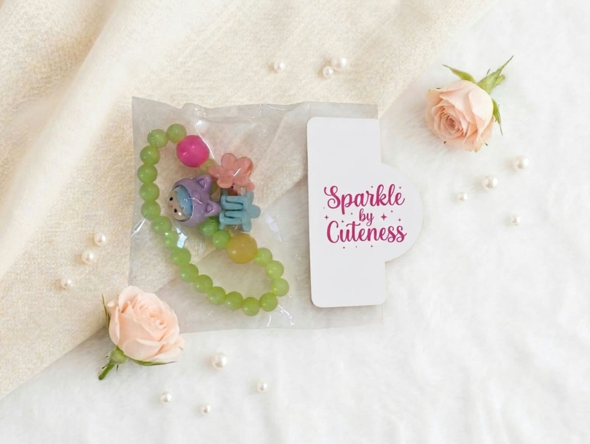 Pearl Bracelet with Mini Hair Clip – Cute Elegant Accessory Set for Girls & Women