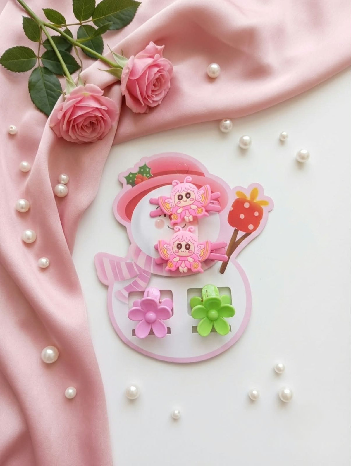 Cute Mini Flower Hair Clips Card – Adorable Floral Hair Accessories for Girls