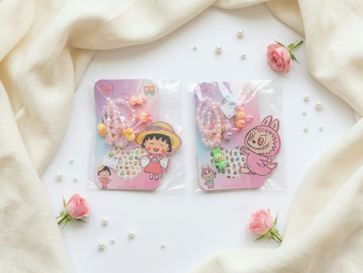Cute Girly Sticker & Bracelet Card Set – Adorable Kids Fashion Accessory Gift