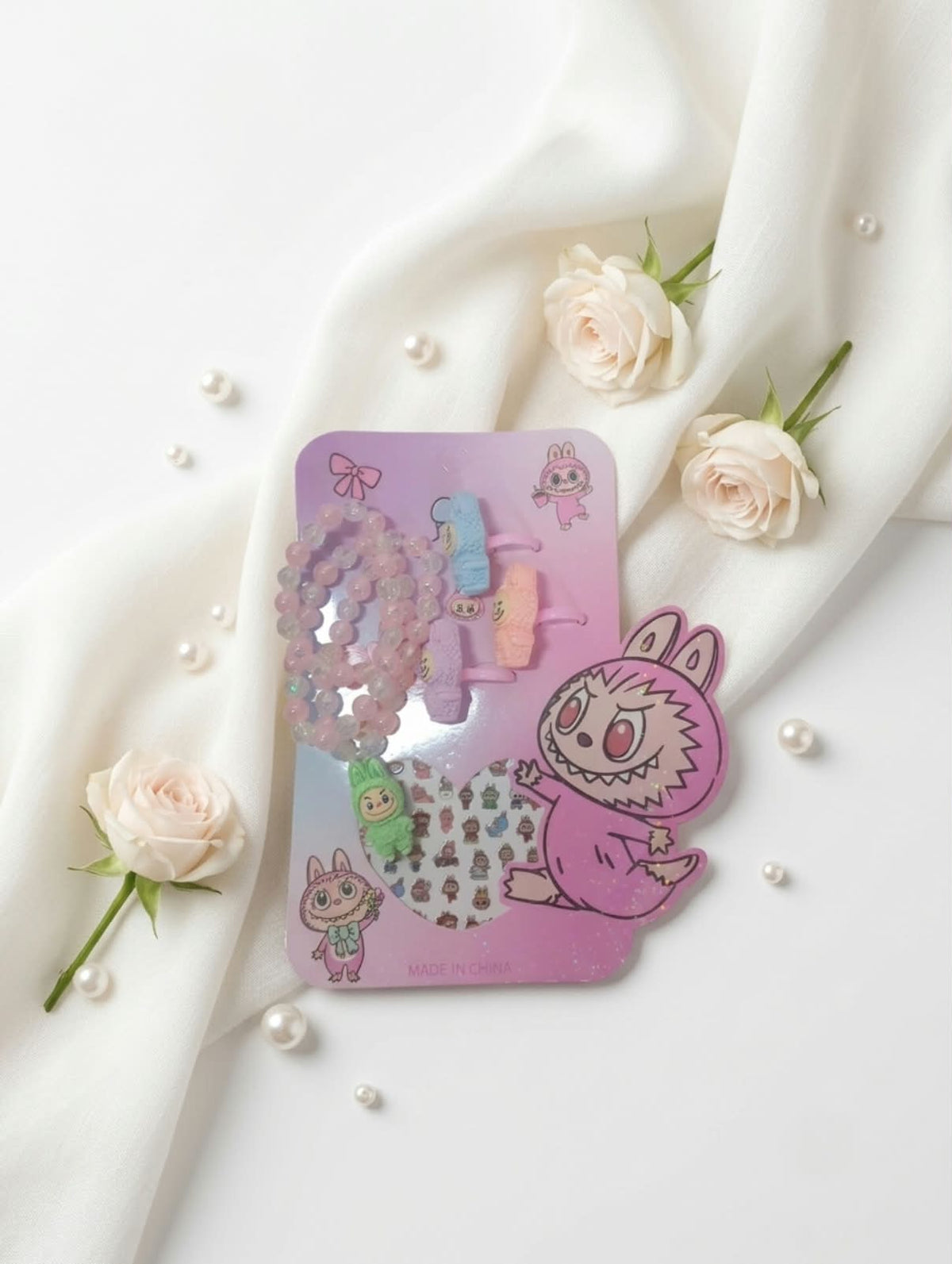 Cute Girly Sticker & Bracelet Card Set – Adorable Kids Fashion Accessory Gift
