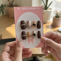 Press-On Nails Set with Application Kit – 14 Nail Stickers, Nail File & Cuticle Pusher