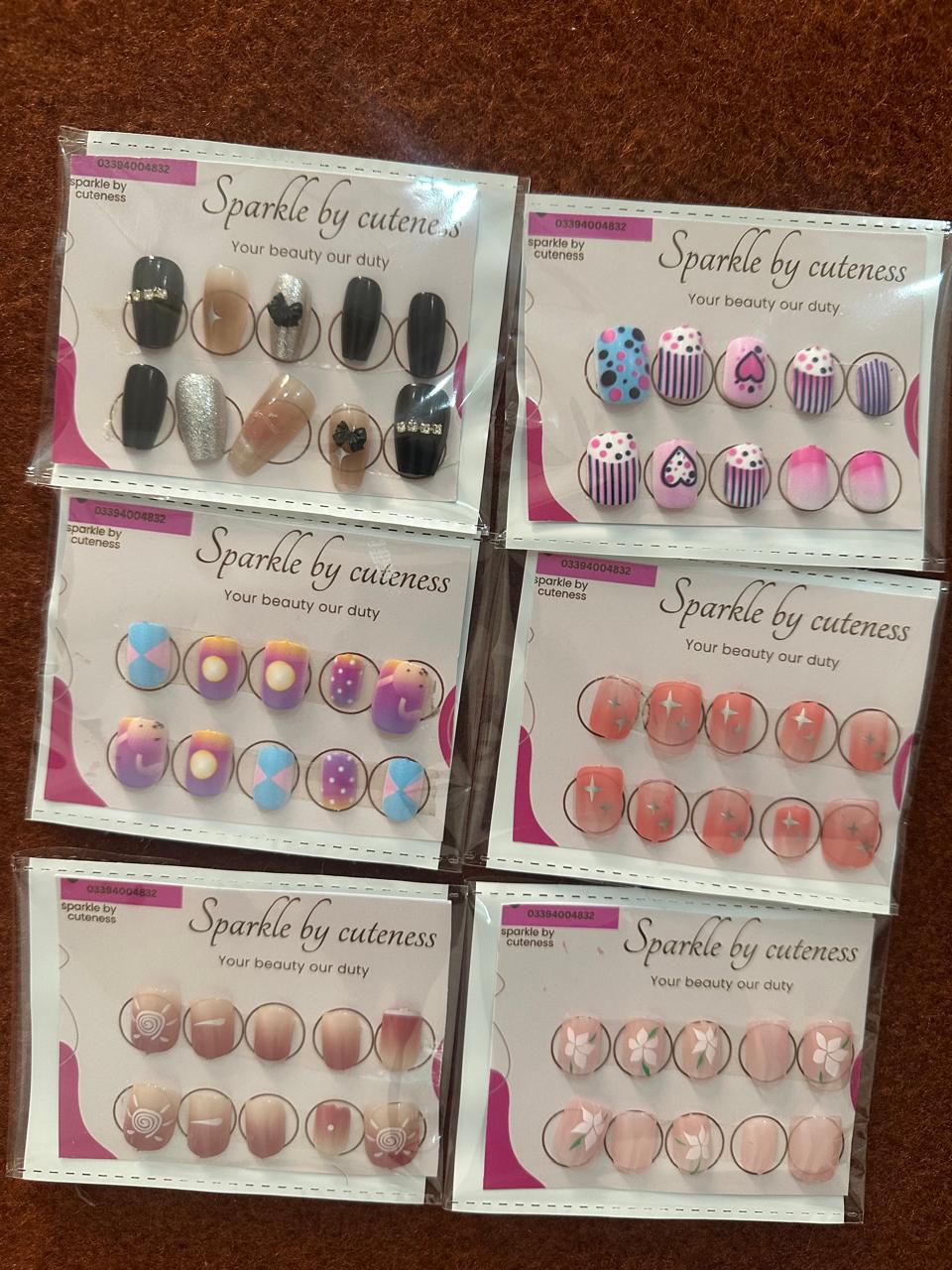 Short Press-On Nails – Multicolor Designs with Complete Application Kit