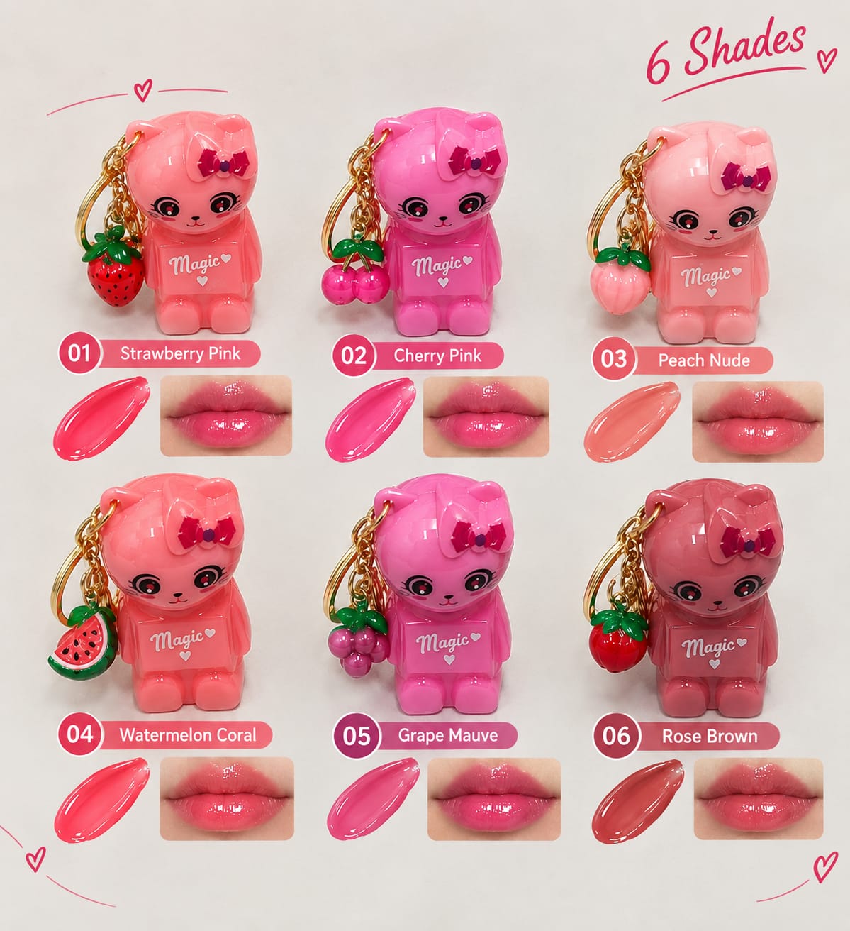 Huda Moji Glossy Lip Gloss Keychain – Cute Portable High-Shine Lip Gloss