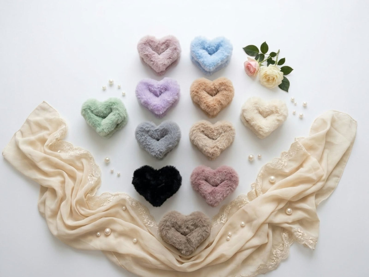 Heart Fur Hair Clip – Cute Fluffy Heart Hair Claw Clip for Girls & Women