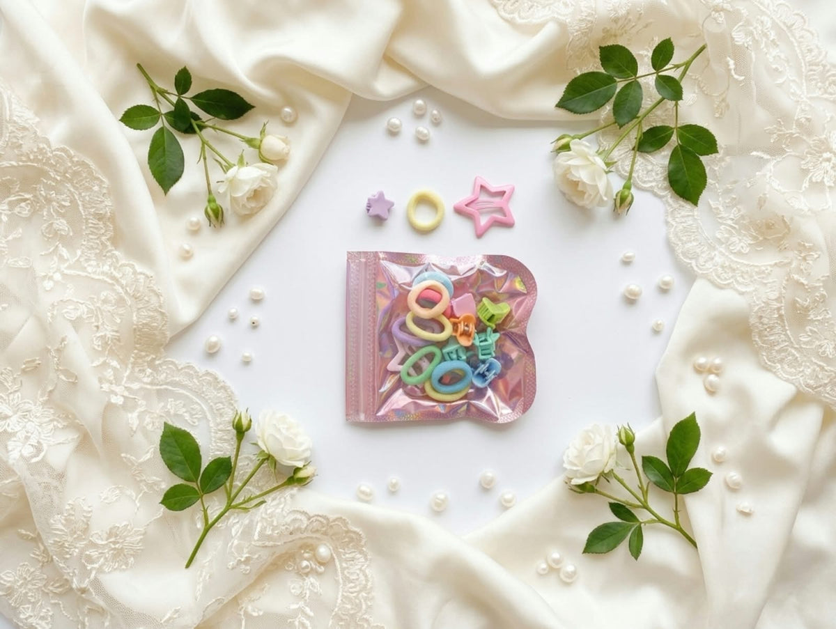 Baby Girl Hair Accessories Set – Cute Mini Hair Clips, Rubber Bands, Ribbons & Ponytail Accessories
