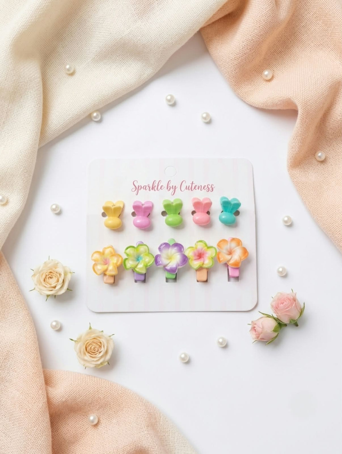 Mini Flower Hair Pins Card – Cute Floral Hair Clips & Accessories Set
