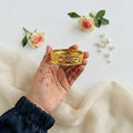 Elegant Gold Woven Chain Bangle Bracelet for Women – Stylish Luxury Jewelry