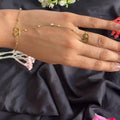 Elegant Finger Bracelet – Gold-Tone Hand Chain with Connected Ring for Women